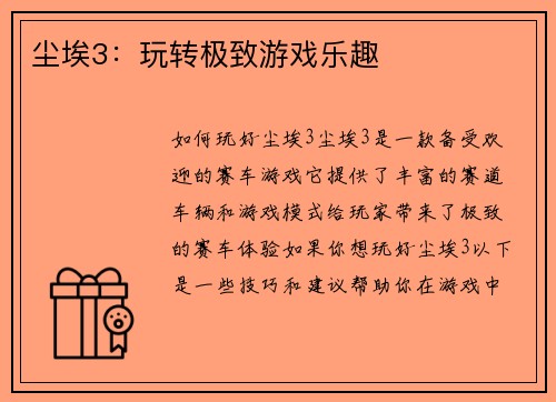 尘埃3：玩转极致游戏乐趣